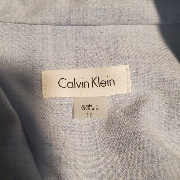 Calvin Klein Size 16 Plus Sleeveless Moto Style Sheath Dress Blue FLAW - Picture 8 of 13